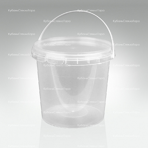 Ведро 1 л прозрачное с крышкой (МП) пластик оптом и по оптовым ценам в Сочи