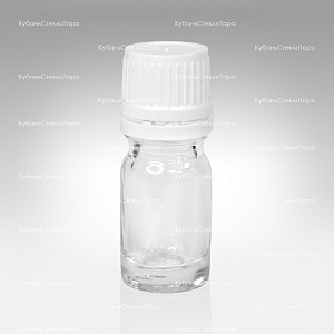 Флакон для капель 0,005 л (18) прозрачное стекло с белой винтовой крышкой КПВ оптом и по оптовым ценам в Сочи