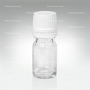 Флакон для капель 0,005 л (18) прозрачное стекло с белой винтовой крышкой КПВ оптом и по оптовым ценам в Сочи