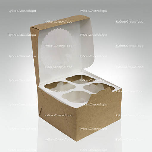 Упаковка для маффинов 160х160х100 мм (для 4 шт) оптом и по оптовым ценам в Сочи